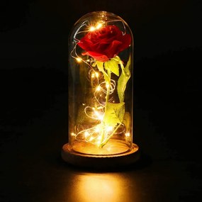 Campana decorativa Rosa eterna illuminata da MicroLed Bianco Caldo a batteria Wisdom