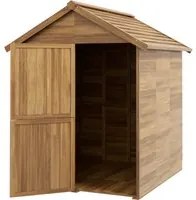 Casetta da Giardino in Legno 1.8x2m con Porta Doppia Finestra e Base Inclusa Colore Legno