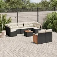 Set Divani da Giardino 10pz con Cuscini in Polyrattan Nero 3227974