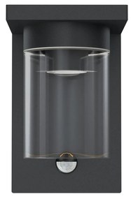 Applique Nera IP54 con Base E27 e Sensore di Movimento - Serie RIGA