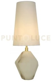 Lampada da tavolo apex 1lt, metallo ottone satinato, paralume bianco