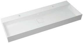 Lavabo a incasso rettangolare vasca centrale Neo L 135 x H 15 x P 49 cm in resina bianco lucido