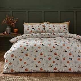Set copripiumino e federa greige per letto singolo 135x200 cm Halloween Highland Cow – Catherine Lansfield