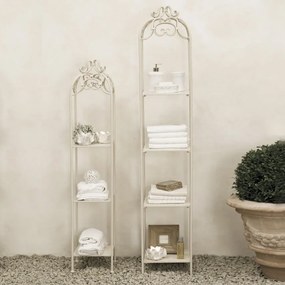 set di 2 scaffali stile provenzale in ferro verniciato g.27x27x162/p.22x22x125