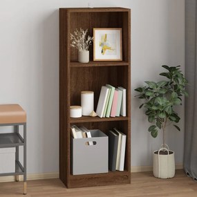 Libreria 3 ripiani rovere marrone 40x24x109cm legno multistrato