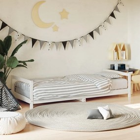 Giroletto Per Bambini Bianco 80x200cm İn Legno Massello Di Pino /