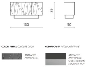 Madia a 3 ante 160 cm in nobilitato Antracite con top in vetro TIGUA con piedini sagomati