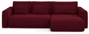 Divano angolare burgundy allungabile/con contenitore (con penisola a destra/con chaise lounge) con rivestimento in velluto Kapua – Makamii