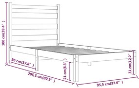 Giroletto Bianco in Legno Massello di Pino 90x200 cm