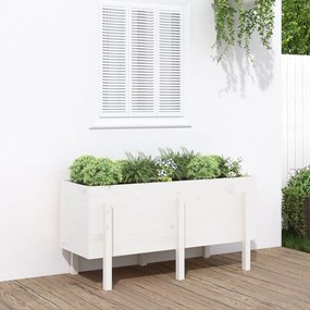 Fioriera Rialzata Da Giardino Bianca 121x50x57 Cm Massello Pino /