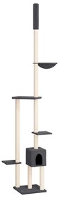 Albero per gatti pavimento soffitto grigio scuro 258,5-284,5 cm