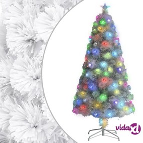 vidaXL Albero Natale Artificiale con LED Bianco 120 cm Fibra Ottica