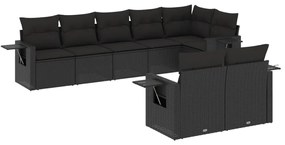 Set Divani da Giardino con Cuscini 8 pz Nero in Polyrattan