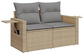 Set Divano da Giardino 10 pz con Cuscini Beige in Polyrattan