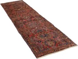 Antik Stilizzato Rosso Ruggine Blu Scuro Corsia 80x300 Cm