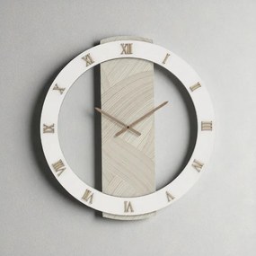 Orologio SCOTT rotondo D60 cm in legno rivestito con parato e dettagli Rame