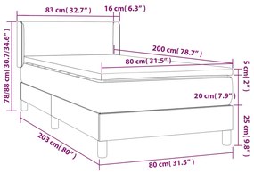 Giroletto a Molle con Materasso Marrone Scuro 80x200 cm Tessuto