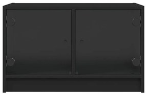 Mobile Porta TV con Ante in Vetro Nero 68x37x42 cm