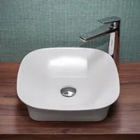 Lavabo da appoggio 40x40 quadrato in ceramica bianco lucido