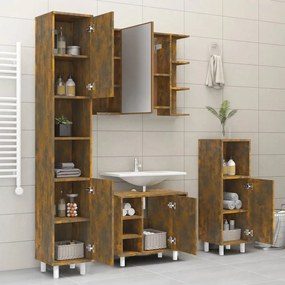 Armadietto bagno rovere fumo 30x30x179 cm in legno multistrato