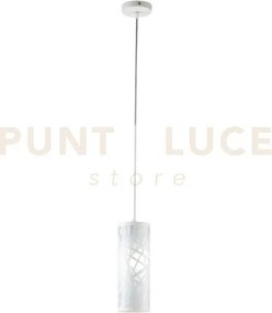 Lampadario a sospensione batik bianca 1 luce attacco e27 10x10x100cm