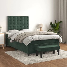 Giroletto A Molle Con Materasso Verde Scuro 120x200 Cm Velluto /