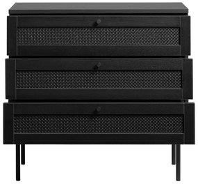 Cassettiera bassa nera in rovere 80x75 cm Pensacola - Unique Furniture