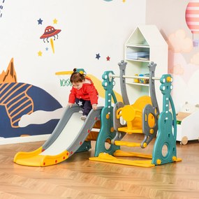 Scivolo per Bambini 152x149x107 cm con Altalena e Canestro Multicolore...