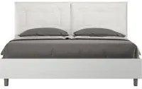 Letto matrimoniale senza rete 160x190 bianco frassino cuscini similpelle bianco Egos Annalisa