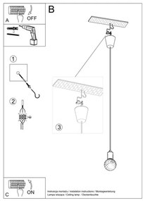 Lampadario su filo DIEGO 1xE27/60W/230V arancione