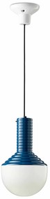 Sospensione Vintage Grande Decò Selaron Ceramica Blu 1 Luce E27