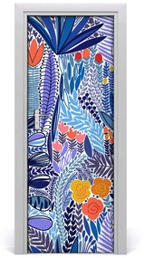 Sticker porta Fiori tropicali 75x205 cm
