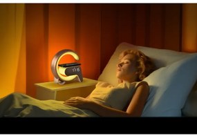 Immax 08987L-LEDRGB Lampada dimmerabile con sveglia e Qi di ricarica 30W/230V argento