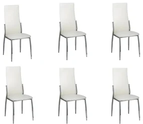 Sedie Da Pranzo 6 Pz Bianche İn Similpelle /