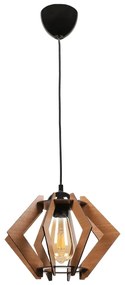 Lampada da soffitto nera con paralume in legno - Squid Lighting