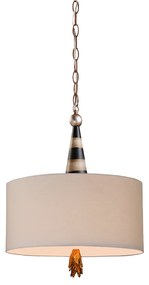 Lampadario Contemporaneo Flambeau Acciaio Nero Crema E Foglia Oro 2 Luci E27