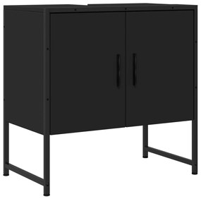 Mobile lavabo bagno nero 60x30x60 cm in legno multistrato