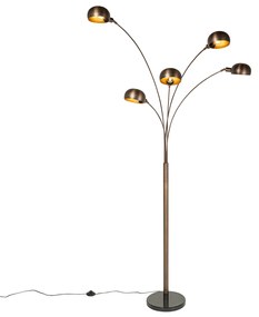 Lampada da terra di design bronzo scuro con oro 5 luci - Sixties Marmo