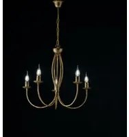 Lampadario Rustico 5 Luci In Ferro Battuto Bronzo Serie Botte