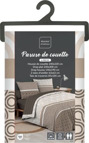Set copripiumino e federa marrone in cotone per letto matrimoniale ed esteso con lenzuolo incluso/6 pezzi 240x220 cm Pacha – douceur d'intérieur