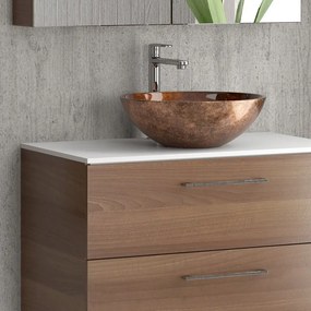 Mobile bagno 80 cm con due cassetti e piano solid surface EL-80SS - KAMALU