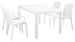 CALIGOLA - set tavolo in alluminio e teak cm 150 x 90 x 74 h con 4 poltrone Alma