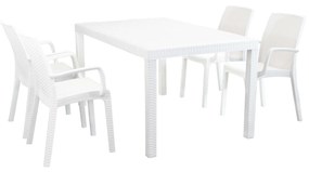 CALIGOLA - set tavolo in resina effetto rattan cm 150 x 90 x 74 h con 4 poltrone Alma