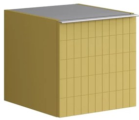 Struttura semi colonna da bagno Pixel 1 anta laccato opaco giallo sole L 40 x H 40 x P 45.5 cm