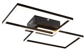 Plafoniera quadrata nera dimmerabile a 3 step - Plazas Novo