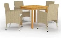 Set Mobili da Pranzo per Giardino 5 pz Beige cod mxl 40753