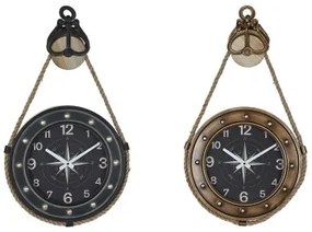 Orologio da Parete DKD Home Decor 43 x 8 x 71 cm Cristallo Nero Dorato Ferro (2 Unità)