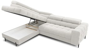 Divano angolare color crema allungabile/con contenitore (con penisola a sinistra/a L) con rivestimento in bouclé Ferucce – ELTAP