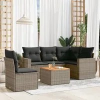 Set Divano da Giardino 6 pz con Cuscini Grigio in Polyrattan 3256459