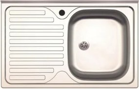 Lavello Appoggio Inox 1 Vasca Dx + Gocciolatoio Sx 80 Cm
